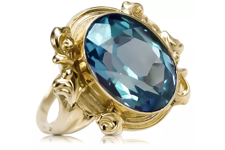 Aquamarine 14K Yellow gold Ring Vintage Jewlery vrc100y